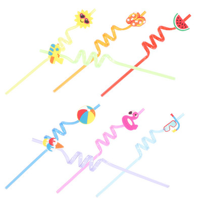 Saldējuma salmiņi ballītei dod priekšroku dzeramajam plastmasas atkārtoti lietojamam Luau kokteiļu dzērieniem Havaju baseins