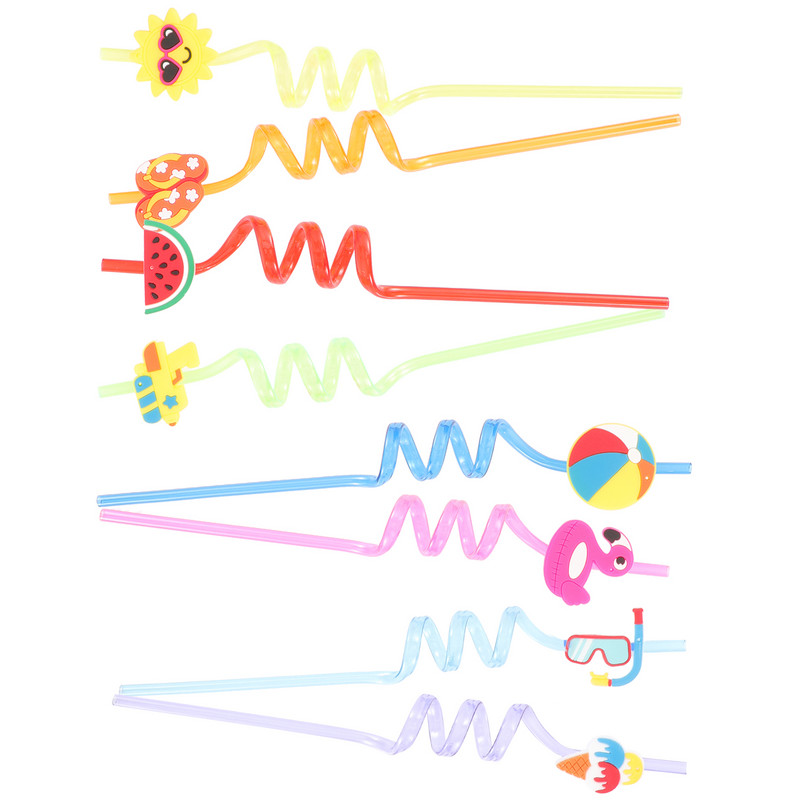 Saldējuma salmiņi ballītei dod priekšroku dzeramajam plastmasas atkārtoti lietojamam Luau kokteiļu dzērieniem Havaju baseins