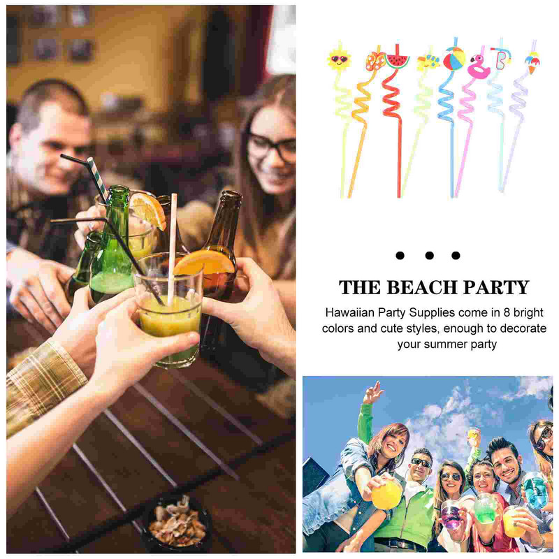 Saldējuma salmiņi ballītei dod priekšroku dzeramajam plastmasas atkārtoti lietojamam Luau kokteiļu dzērieniem Havaju baseins