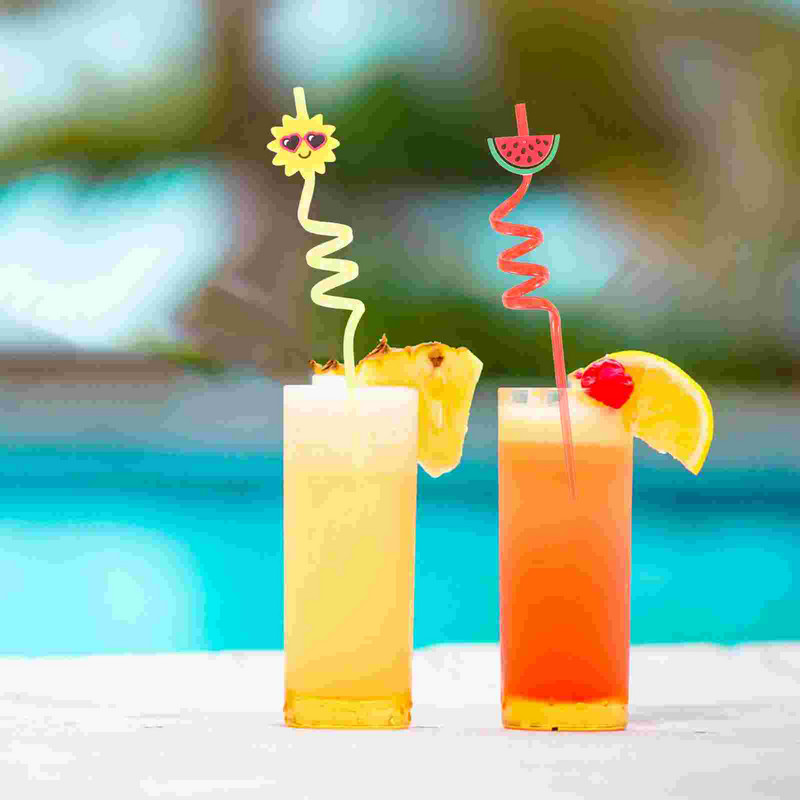 Saldējuma salmiņi ballītei dod priekšroku dzeramajam plastmasas atkārtoti lietojamam Luau kokteiļu dzērieniem Havaju baseins