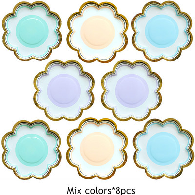 10gab/partija Vienreizējās lietošanas paplātes Papīra diski Mežģīņu šķīvis Kāzu Ziemassvētku piederumi Deserta kūka Cepumi Vienreizlietojamie trauki