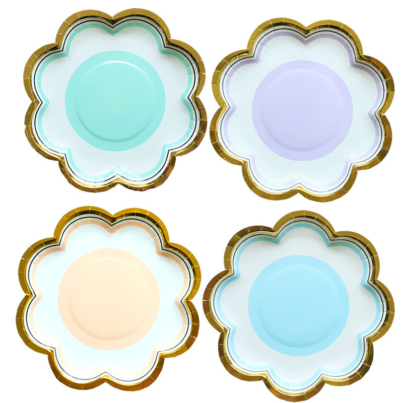 10gab/partija Vienreizējās lietošanas paplātes Papīra diski Mežģīņu šķīvis Kāzu Ziemassvētku piederumi Deserta kūka Cepumi Vienreizlietojamie trauki