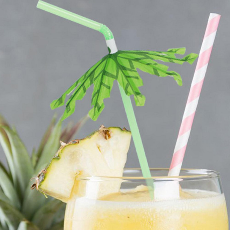 Paie în formă de palmier de cocos Paie de palmier de cocos Paie de petrecere în stil hawaian 20 buc Umbrelă Design de palmier de cocos pentru zile de naștere