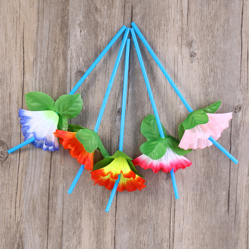 Plastmasas salmiņi Plastmasas Havaju salu dzeršanas salmiņi Plastmasas piederumi Kāzu papildu plastmasas vienreizlietojamie