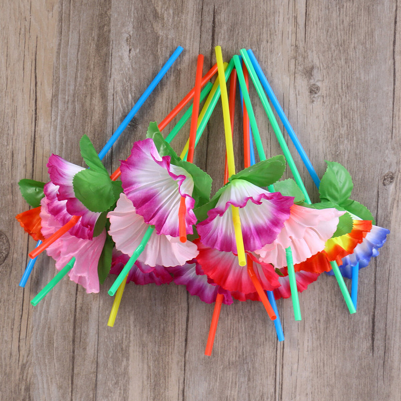 Plastmasas salmiņi Plastmasas Havaju salu dzeršanas salmiņi Plastmasas piederumi Kāzu papildu plastmasas vienreizlietojamie