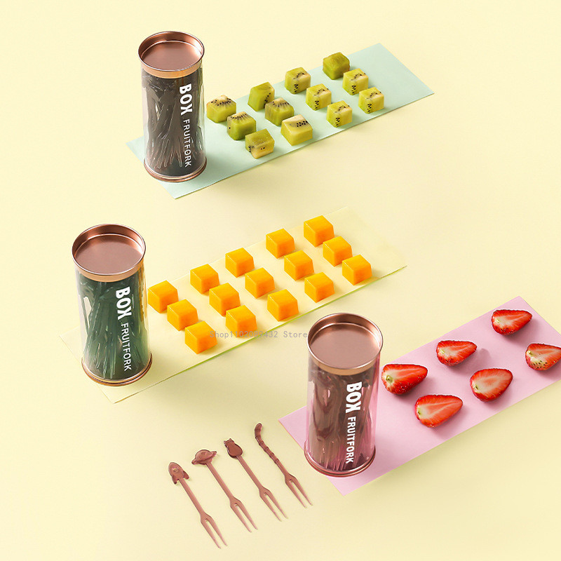 36gab plastmasas caurspīdīga dakša virtuves sīkrīki kūka deserts augļu pusdienu dakšiņas bērniem Kawaii vienreizējās lietošanas augļu dakša
