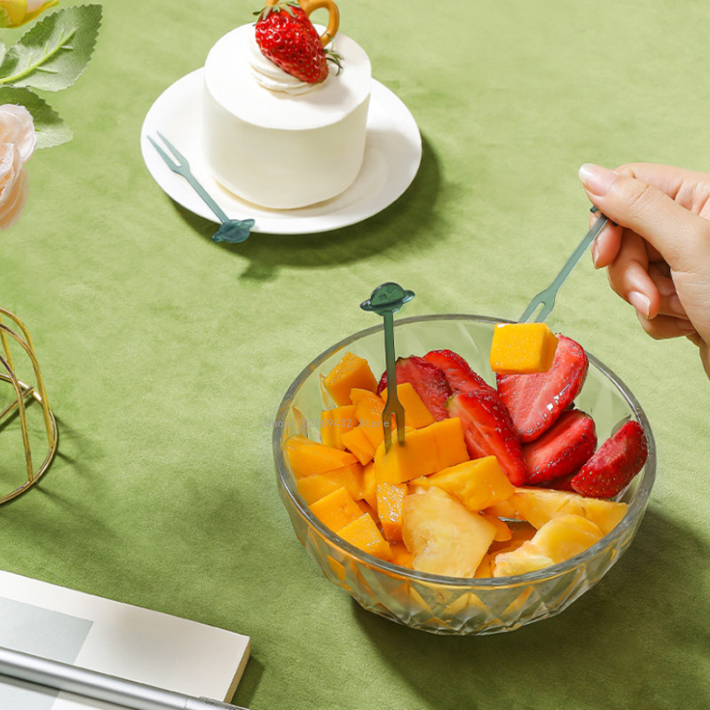 36gab plastmasas caurspīdīga dakša virtuves sīkrīki kūka deserts augļu pusdienu dakšiņas bērniem Kawaii vienreizējās lietošanas augļu dakša