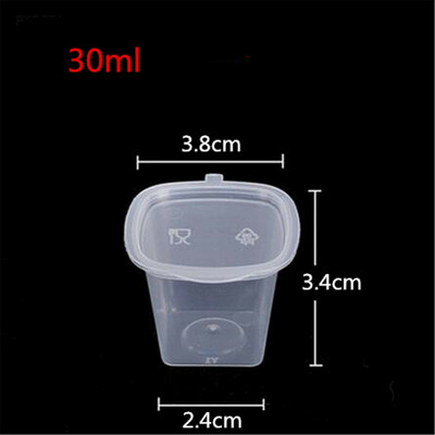 10 X vienreizējās lietošanas salātu mērces uzglabāšanas kastes konteiners ar vākiem 30/50/90 ml 3 forma