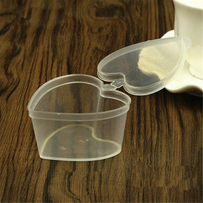 10 X vienreizējās lietošanas salātu mērces uzglabāšanas kastes konteiners ar vākiem 30/50/90 ml 3 forma