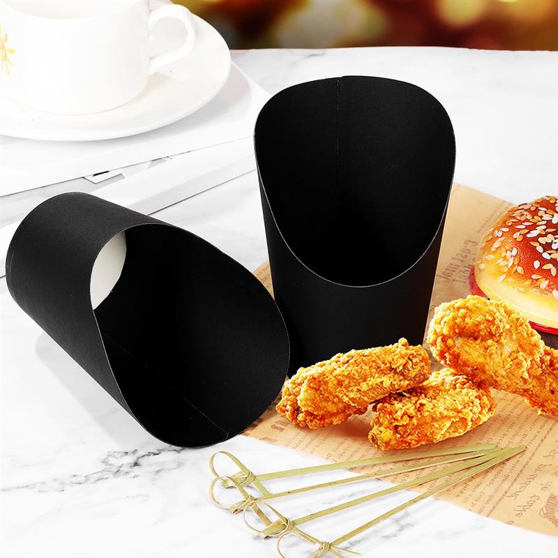 Frī čipsi Vienreizlietojami Paņemt Spainī Konteineri Glabāšanas krūzes Konusi 50gab Olu Papīrs Iepakojums Uzkodas Krūzītes Franču kastītes Vafeles