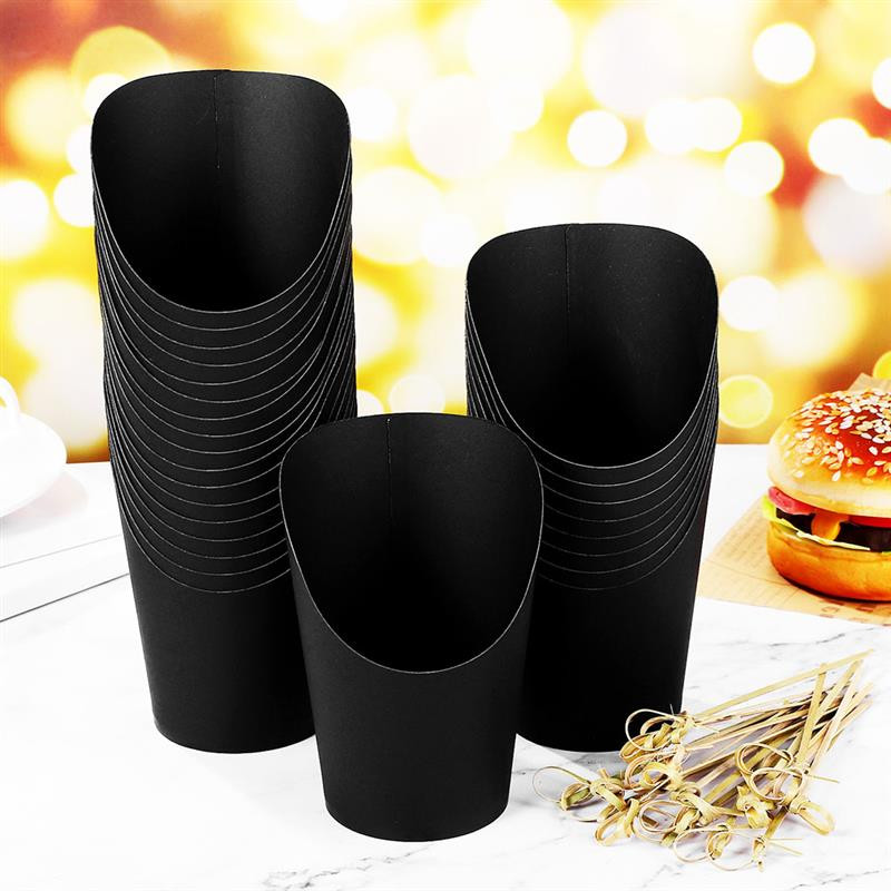 Frī čipsi Vienreizlietojami Paņemt Spainī Konteineri Glabāšanas krūzes Konusi 50gab Olu Papīrs Iepakojums Uzkodas Krūzītes Franču kastītes Vafeles