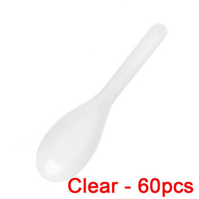 60 vnt Mini vienkartinis šaukštelis Namų virtuvė Skaidrus plastikinis vienkartinis sriubos šaukštai Virtuvės įrankis želė ledų desertų užkandžiui