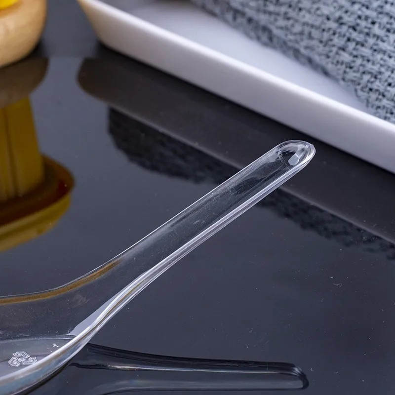 60 vnt Mini vienkartinis šaukštelis Namų virtuvė Skaidrus plastikinis vienkartinis sriubos šaukštai Virtuvės įrankis želė ledų desertų užkandžiui