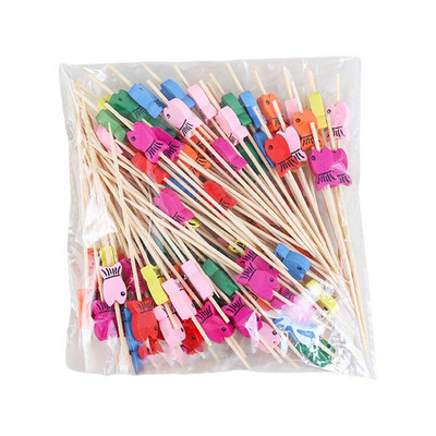 A0KE vienkartinės bambuko vaisių lazdelės Tortų lazdelės gėrimų lazdelės vaisių šakutės kokteilių dantų krapštukai desertinės salotos lazdelės žuvies formos