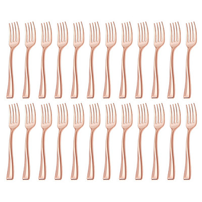 24 vnt. plastikiniai vienkartiniai šaukštai Auksinių mini šaukštų rinkinys iš plastiko imituojančių metalo stalo įrankių, skirtų kepsninės vakarėliui iškylai virtuvės reikmenys