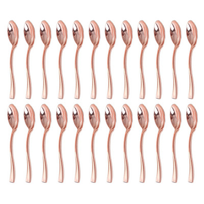 24 vnt. plastikiniai vienkartiniai šaukštai Auksinių mini šaukštų rinkinys iš plastiko imituojančių metalo stalo įrankių, skirtų kepsninės vakarėliui iškylai virtuvės reikmenys