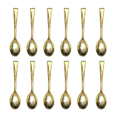 24 vnt. plastikiniai vienkartiniai šaukštai Auksinių mini šaukštų rinkinys iš plastiko imituojančių metalo stalo įrankių, skirtų kepsninės vakarėliui iškylai virtuvės reikmenys