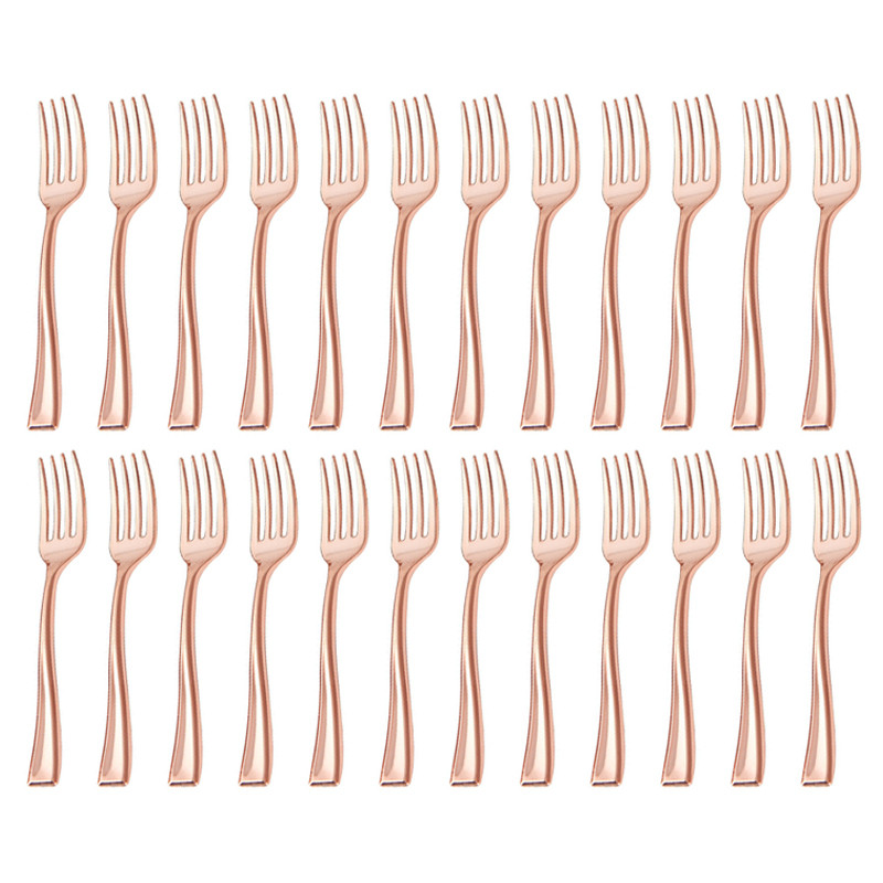 24 vnt. plastikiniai vienkartiniai šaukštai Auksinių mini šaukštų rinkinys iš plastiko imituojančių metalo stalo įrankių, skirtų kepsninės vakarėliui iškylai virtuvės reikmenys