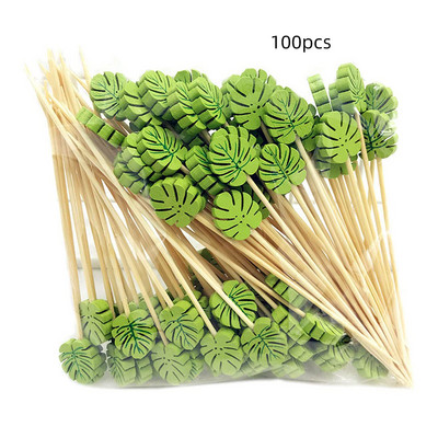 100 τμχ Σουβλάκια από μπαμπού μίας χρήσης Επιλογές φαγητού Μπουφές επιδόρπιο με φρούτα Κοκτέιλ Σάντουιτς ραβδί πιρούνι Οδοντογλυφίδα Διακόσμηση γαμήλιου πάρτι