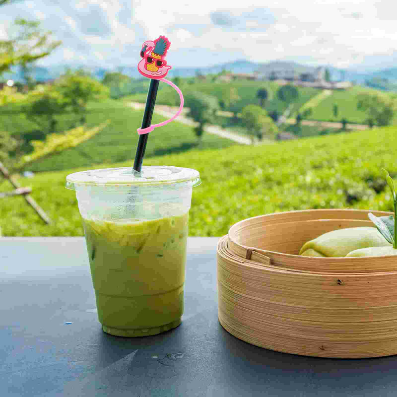 8 gab Hawaii Hawaiian Decor Silikona salmu uzgaļi Stikla galu aizsargi Uzmavas Silikagels Mazgājami vāciņi Elastīgi vāciņi