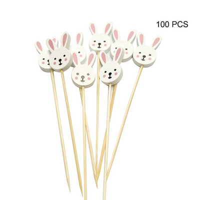 100 db/csomag Gyümölcspálcika Online Celebrity Húsvéti Nyuszi és Tojásfesztivál Húrujjvilla Gyümölcsfüzér bambusz villa B03E