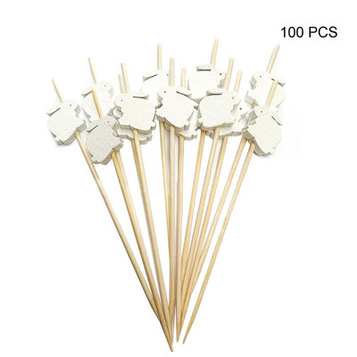 100 db/csomag Gyümölcspálcika Online Celebrity Húsvéti Nyuszi és Tojásfesztivál Húrujjvilla Gyümölcsfüzér bambusz villa B03E