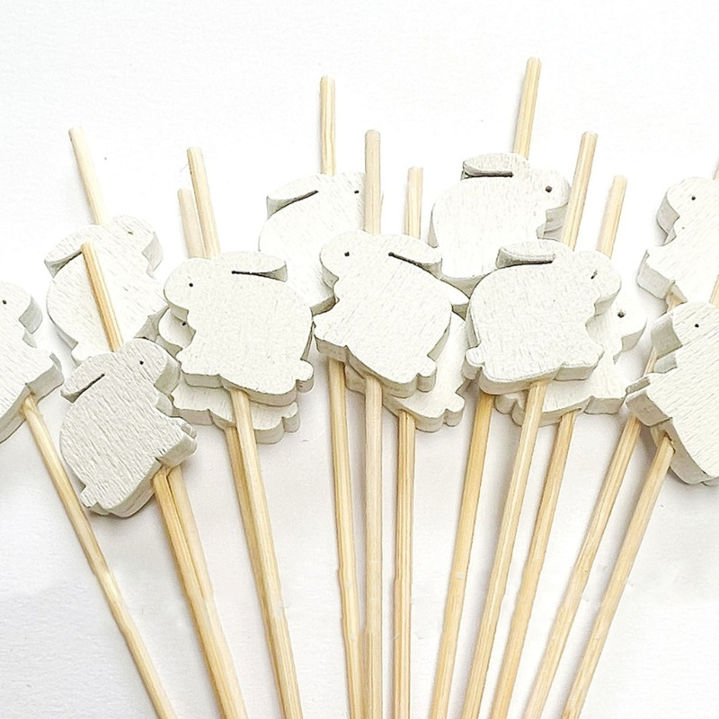 100 db/csomag Gyümölcspálcika Online Celebrity Húsvéti Nyuszi és Tojásfesztivál Húrujjvilla Gyümölcsfüzér bambusz villa B03E