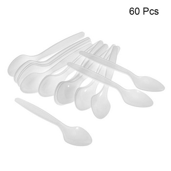 60 τμχ Πλαστικά κουτάλια Σκεύη μίας χρήσης Διαφανή μαχαιροπίρουνα Κουτάλια μίας χρήσης τροφίμων βαθμού PP Κουτάλια Κουζίνα σερβίτσιο Κουτάλι