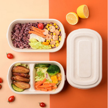 10 τμχ 1000ml Κουτί μεσημεριανού μίας χρήσης Χαρτί μικροκυμάτων Bento Box Γεύμα Αποθήκευση Φρούτα Χάμπουργκερ Δοχεία αρτοποιίας Συσκευασία γραφείου Τρόφιμα