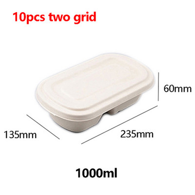 10 gab. 1000 ml vienreizējās lietošanas pusdienu kastīte Mikroviļņu papīrs Bento Box Ēdienu uzglabāšana Augļi Hamburgeri Maizes trauki Biroja iepakojums Pārtika