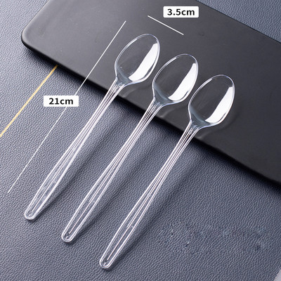 25 vnt Virtuvės šaukštas Plastikinis vienkartinis ledų šaukštas Vakarėlių stalo reikmenys Skaidrus plastikinis ledų šaukštas