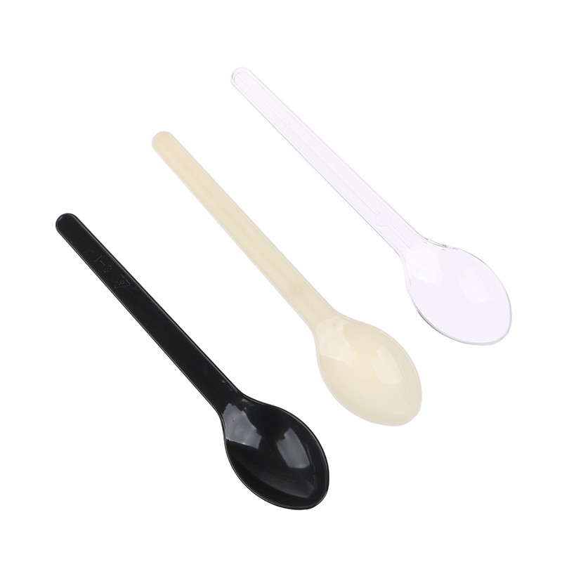 50 vnt. plastikiniai šaukštai desertiniai šaukštai vienkartiniai virtuvės reikmenys tortų pudingas ledų šaukštai banketų restoranas virtuvės prietaisai