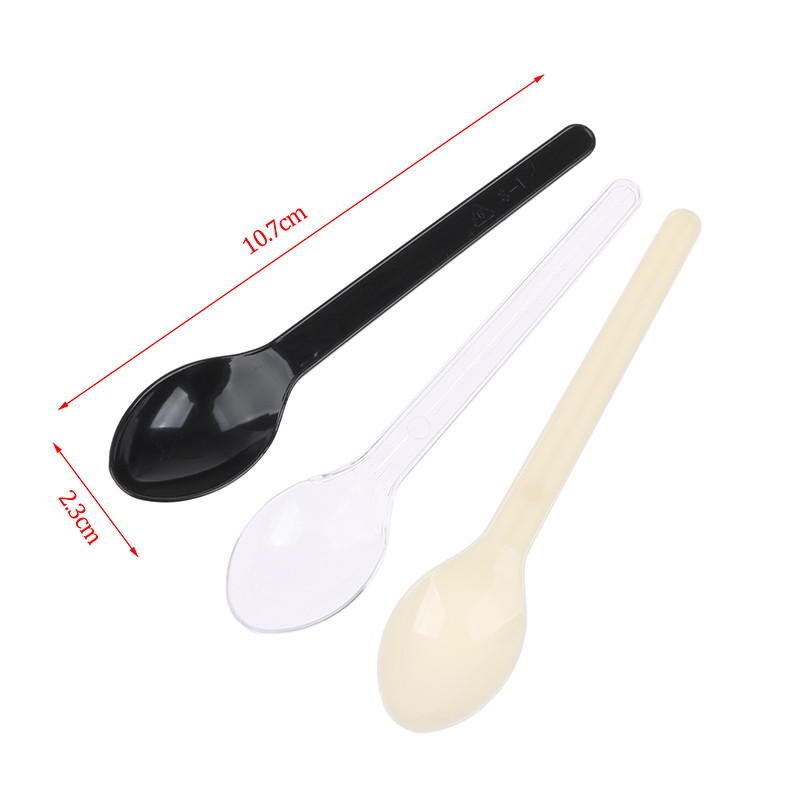 50 vnt. plastikiniai šaukštai desertiniai šaukštai vienkartiniai virtuvės reikmenys tortų pudingas ledų šaukštai banketų restoranas virtuvės prietaisai