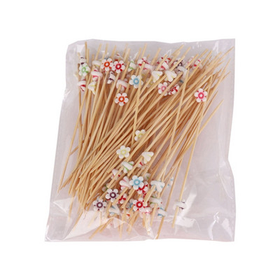 100 vnt bambuko vienkartiniai maisto krapštukai Desertas švediškas stalas vaisių salotos šakutės pyragas bandelės vakarėlis daržovių lazdelės kokteilių dantų krapštukai