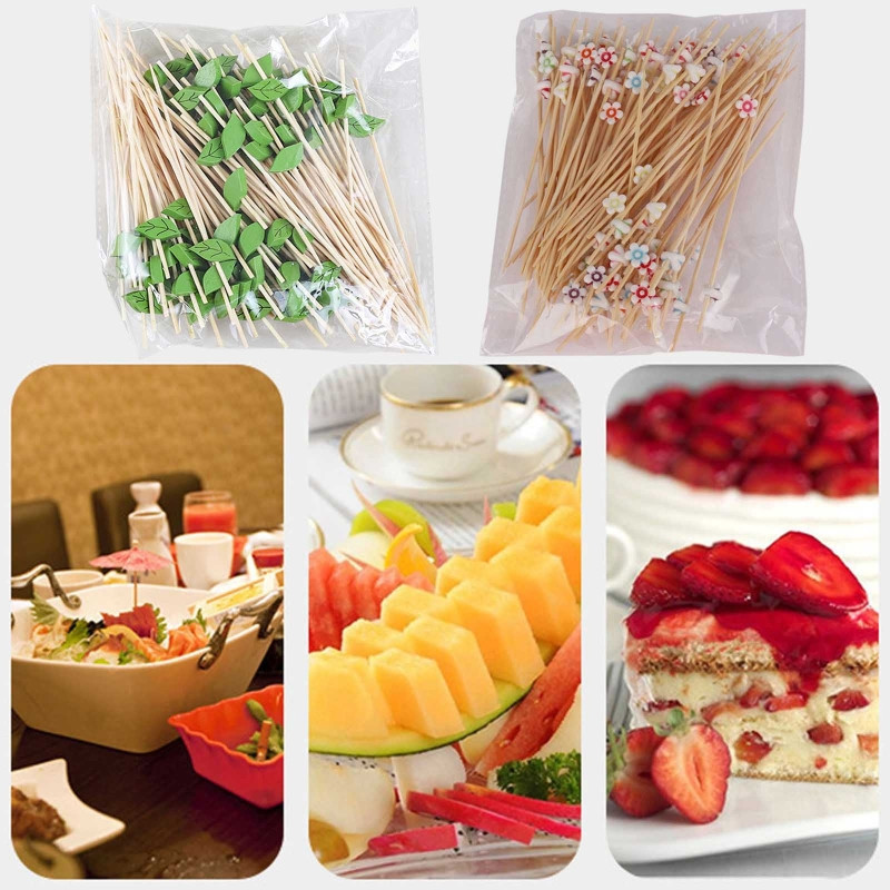 100 vnt bambuko vienkartiniai maisto krapštukai Desertas švediškas stalas vaisių salotos šakutės pyragas bandelės vakarėlis daržovių lazdelės kokteilių dantų krapštukai