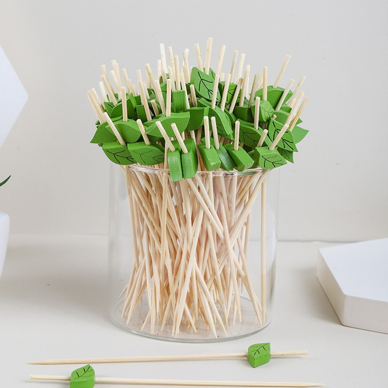 100 vnt bambuko vienkartiniai maisto krapštukai Desertas švediškas stalas vaisių salotos šakutės pyragas bandelės vakarėlis daržovių lazdelės kokteilių dantų krapštukai