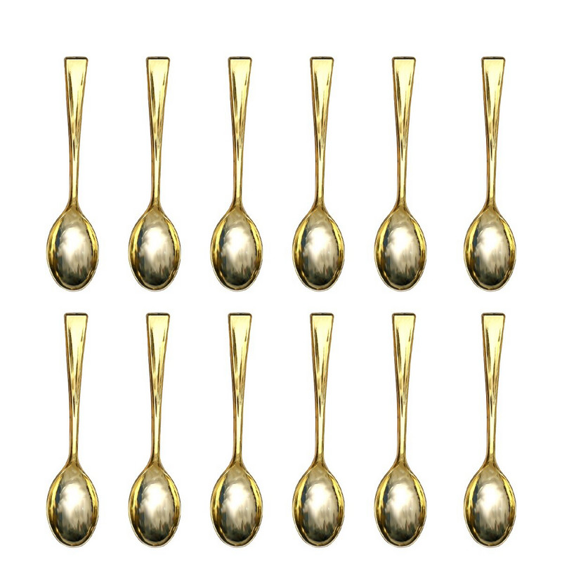 72 τμχ Πλαστικό χρυσό μίνι σετ κουταλιών μιας χρήσης Πλαστικά μαχαιροπήρουνα απομίμησης μετάλλων για πικ-νικ για πάρτι μπάρμπεκιου