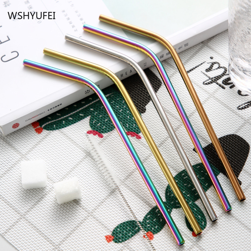 Izsmalcināts nerūsējošā tērauda vides aizsardzības ūdens kauss, sadzīves metāla auksto dzērienu salmiņš, izturīgs piena tējas elkoņa salmiņš