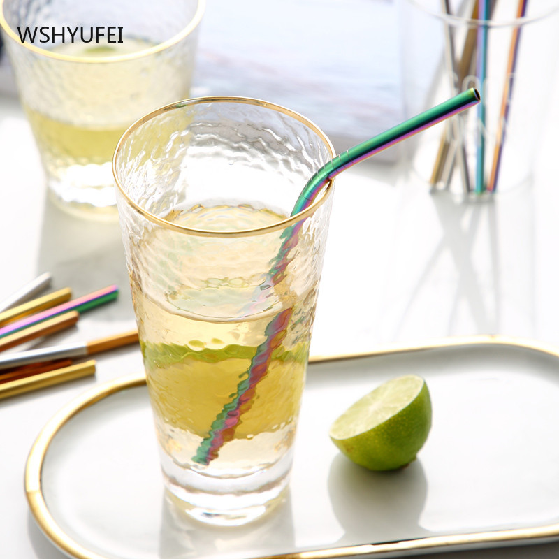 Izsmalcināts nerūsējošā tērauda vides aizsardzības ūdens kauss, sadzīves metāla auksto dzērienu salmiņš, izturīgs piena tējas elkoņa salmiņš