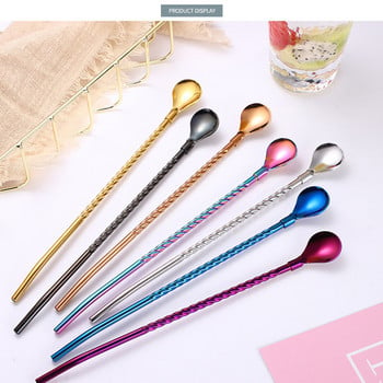 304 από ανοξείδωτο ατσάλι Straw Spoon Stirring Straw Stirring Straw Transparent Drinking Straw Αξεσουάρ κουζίνας Suministros Para Fi