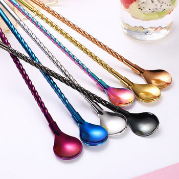 304 από ανοξείδωτο ατσάλι Straw Spoon Stirring Straw Stirring Straw Transparent Drinking Straw Αξεσουάρ κουζίνας Suministros Para Fi