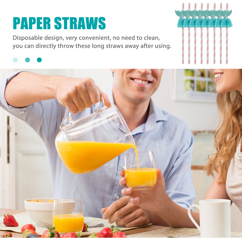 50 de bucăți paie hawaiane pentru petrecere la piscină paie de cocktail sirenă în formă de fagure de miere paie de hârtie pentru decorare cocktailuri