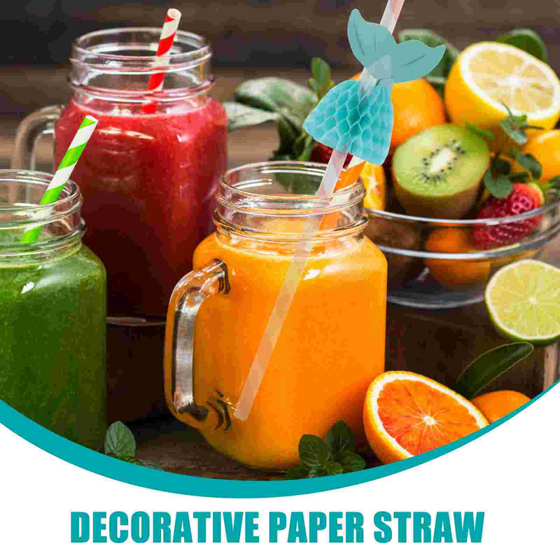 50 de bucăți paie hawaiane pentru petrecere la piscină paie de cocktail sirenă în formă de fagure de miere paie de hârtie pentru decorare cocktailuri