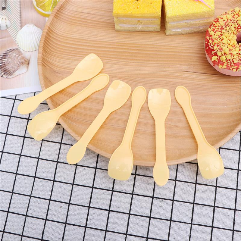 100 vnt Mini skaidrūs plastikiniai šaukštai Vienkartiniai stalo reikmenų šaukštai želė ledų desertui užkandžiui gimtadienio vakarėlio indai