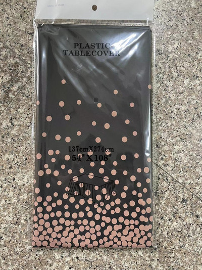 Plastikinė vienkartinė staltiesė stačiakampis vakarėlio stalo užvalkalas Rose Gold Dot vandeniui atspari staltiesė, skirta vestuvių gimtadienio dekoravimui