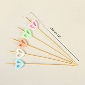 100 vienetų vienkartinis bambuko maisto iešmas Maisto rinkinys savitarnos pyragaičiai vaisiai šakutės vakarėlis pyragas desertas salotos pagaliukas širdies formos 667A