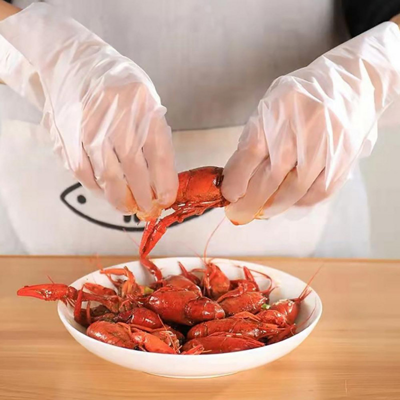 Food Prep Biztonságos kesztyűk Többfunkciós TPE kesztyűk Háztartási tisztítókesztyűk Vízálló Tartós Eldobható Kesztyűk Vastagított dobozos