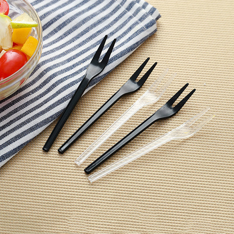 50 db/szett Eldobható műanyag kis villa egyedileg csomagolt étkészlet kellékek gyümölcs desszert tortavillák bulitartozékok