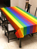 Naujas vandeniui atsparus stačiakampis stalo užvalkalas vaivorykštės stalo staltiesė spalvinga vaivorykštės tema skirta gimtadienio vakarėliui, 54 x 108 colių