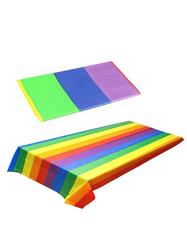 Naujas vandeniui atsparus stačiakampis stalo užvalkalas vaivorykštės stalo staltiesė spalvinga vaivorykštės tema skirta gimtadienio vakarėliui, 54 x 108 colių